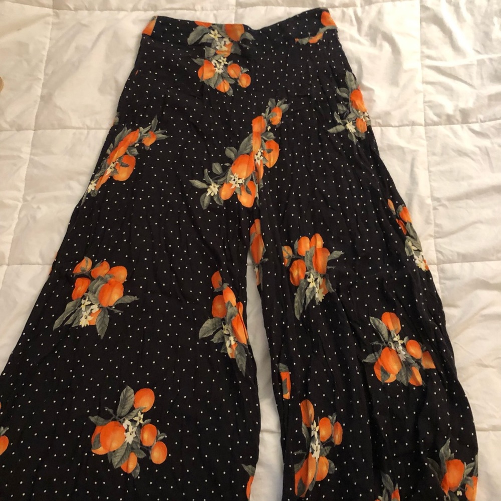 Wide Legged Orange Printed Pants